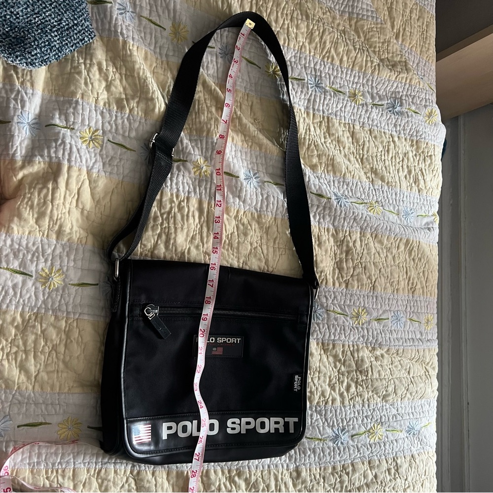 Vintage 90s Ralph Lauren Polo Sport Black Messenger Bag - Picture 8 of 10
